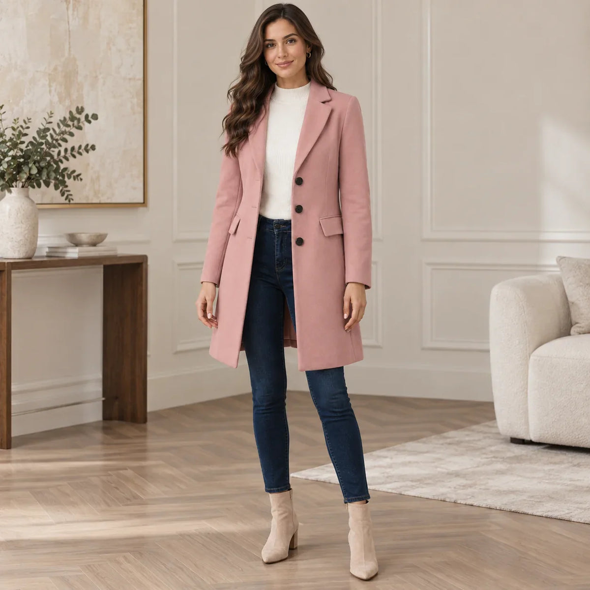 Zorevian – Cappotto sartoriale di media lunghezza con revers dentellati
