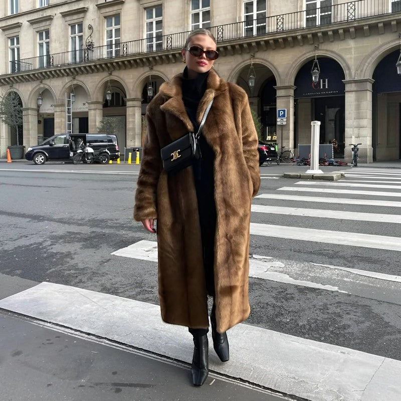 Velanora – Long Sleeve Faux Fur Coat