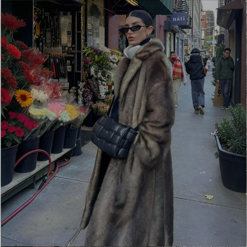 Velanora – Long Sleeve Faux Fur Coat