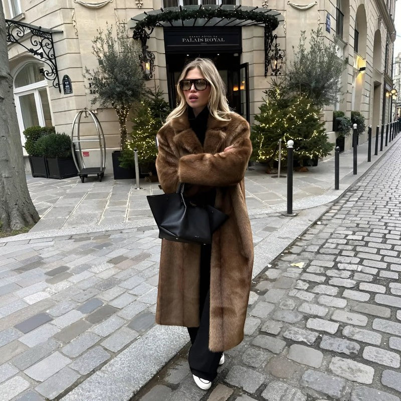 Velanora – Long Sleeve Faux Fur Coat