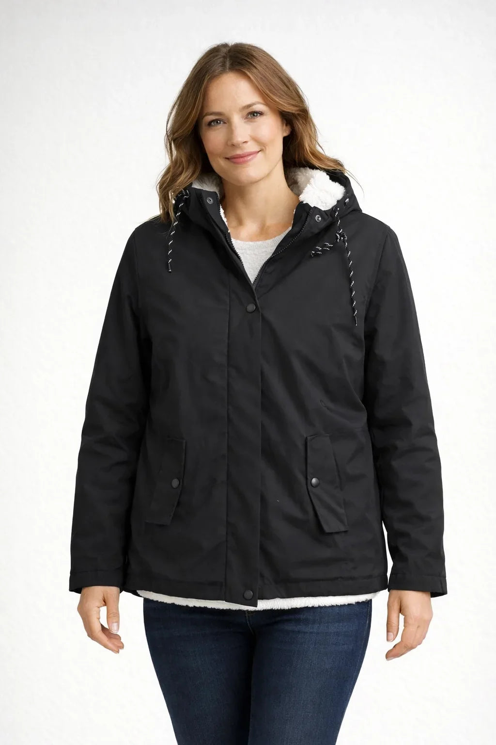 Avelzora – Chaqueta de invierno con capucha y cierre de cremallera integral