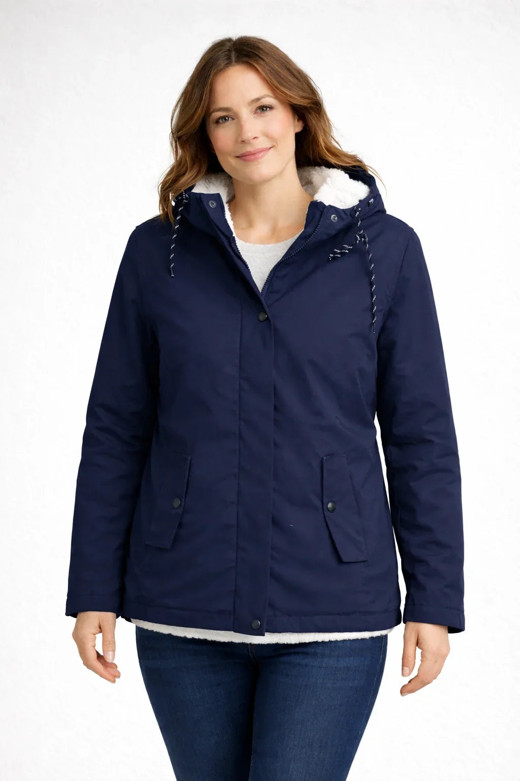 Avelzora – Chaqueta de invierno con capucha y cierre de cremallera integral