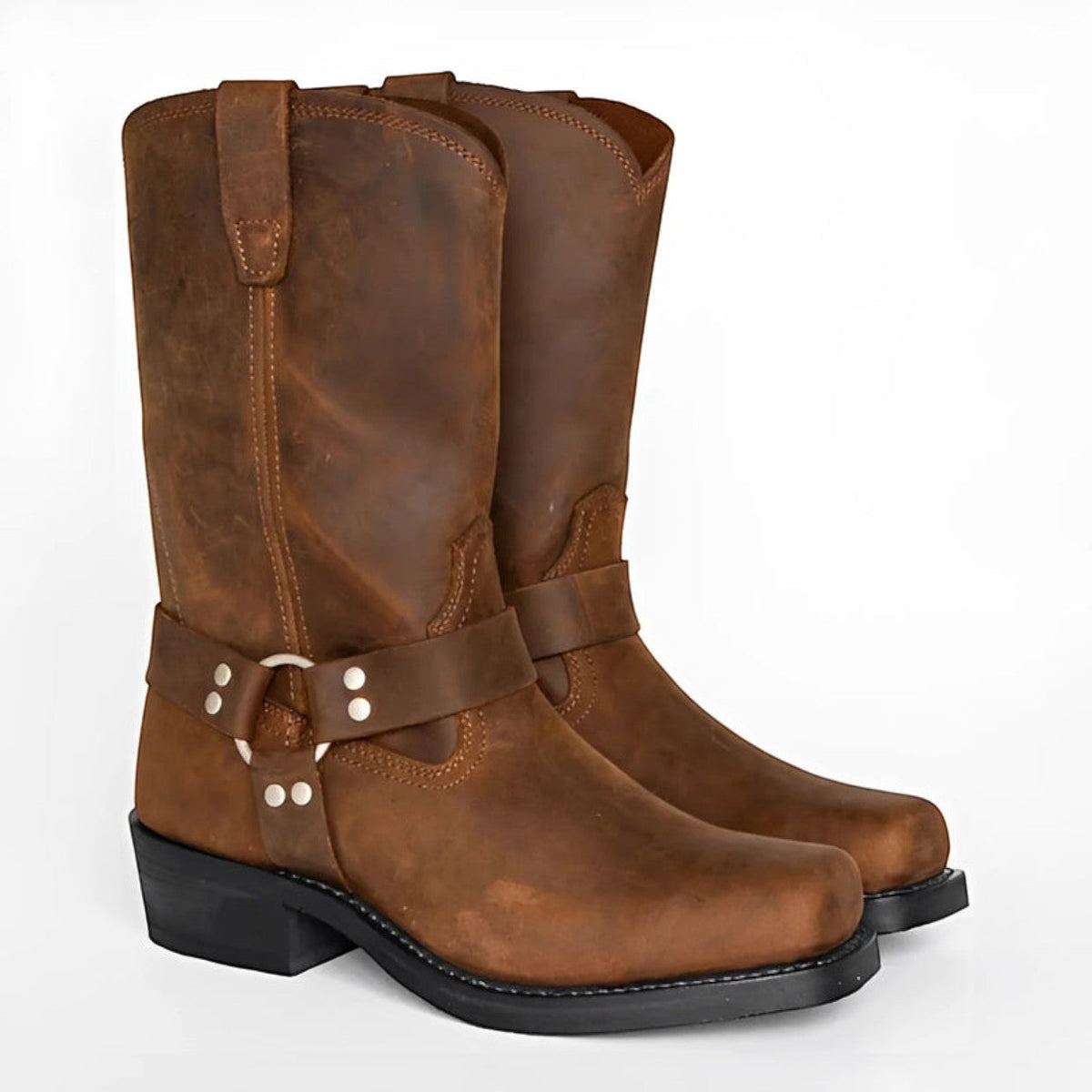 Ravonix – Round Toe Ankle Boots with Buckle Design