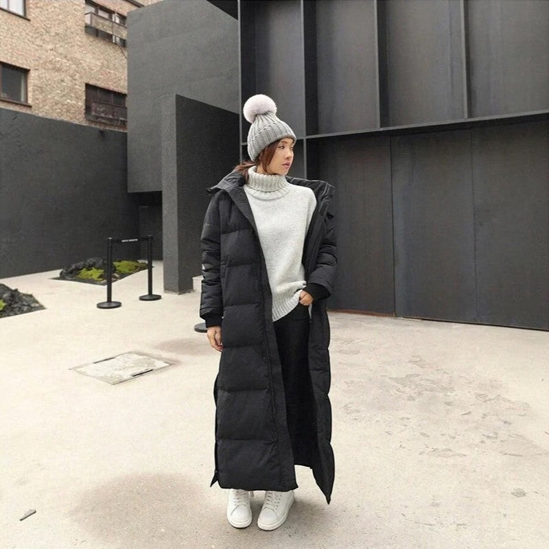 Virelza – Long Quilted Hooded Coat with Loose Fit