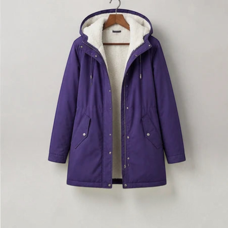 Qelvaris – Mid-Thigh Parka with Fixed Hood and Structured Waist