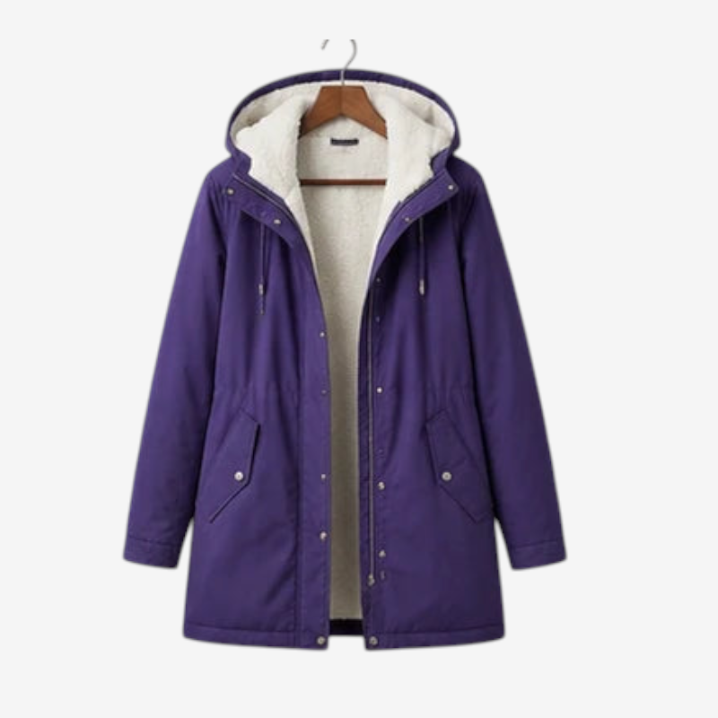 Qelvaris – Mid-Thigh Parka with Fixed Hood and Structured Waist
