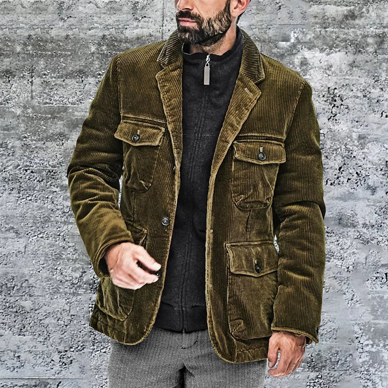 Aveltrix – Corduroy Jacket with Notched Collar and Patch Pockets