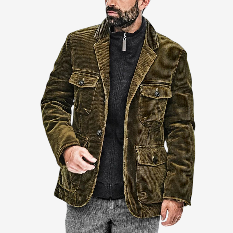 Aveltrix – Corduroy Jacket with Notched Collar and Patch Pockets