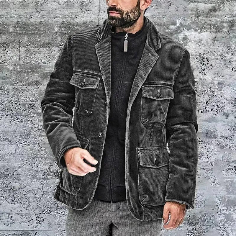 Aveltrix – Corduroy Jacket with Notched Collar and Patch Pockets