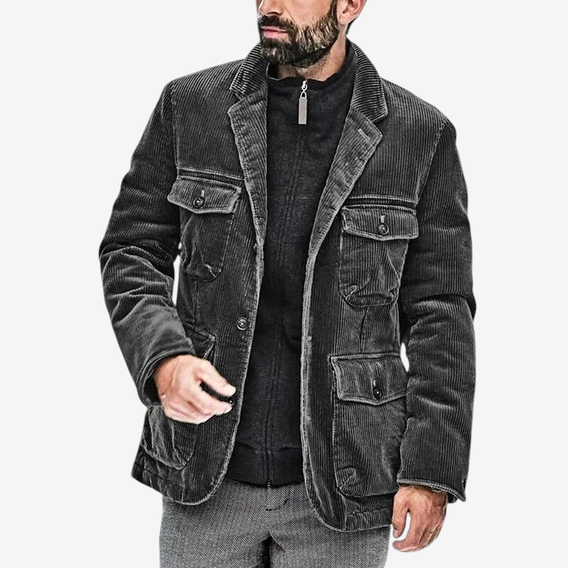 Aveltrix – Corduroy Jacket with Notched Collar and Patch Pockets
