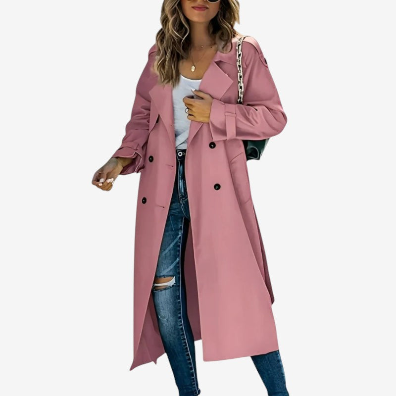 Qelvarin – Mid-Length Double-Breasted Trench Coat