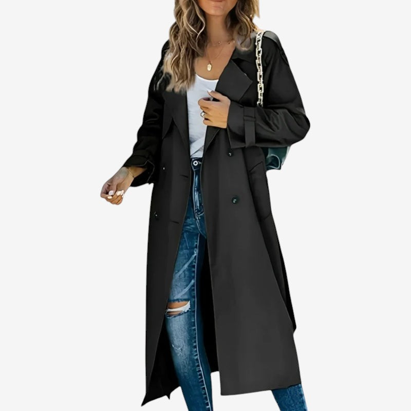 Qelvarin – Mid-Length Double-Breasted Trench Coat