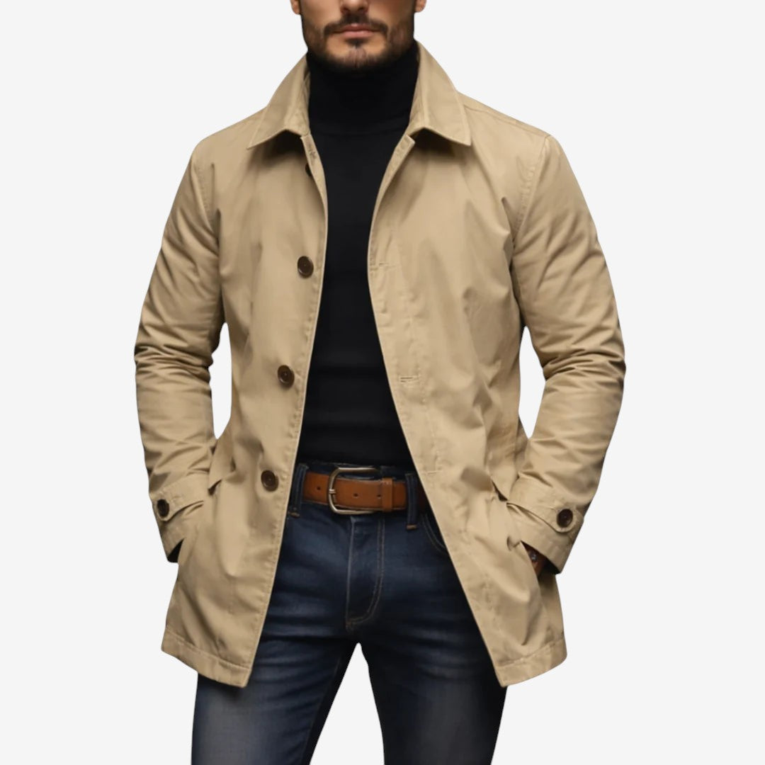 Norqelia – Long Sleeve Coat with Turn-Down Collar