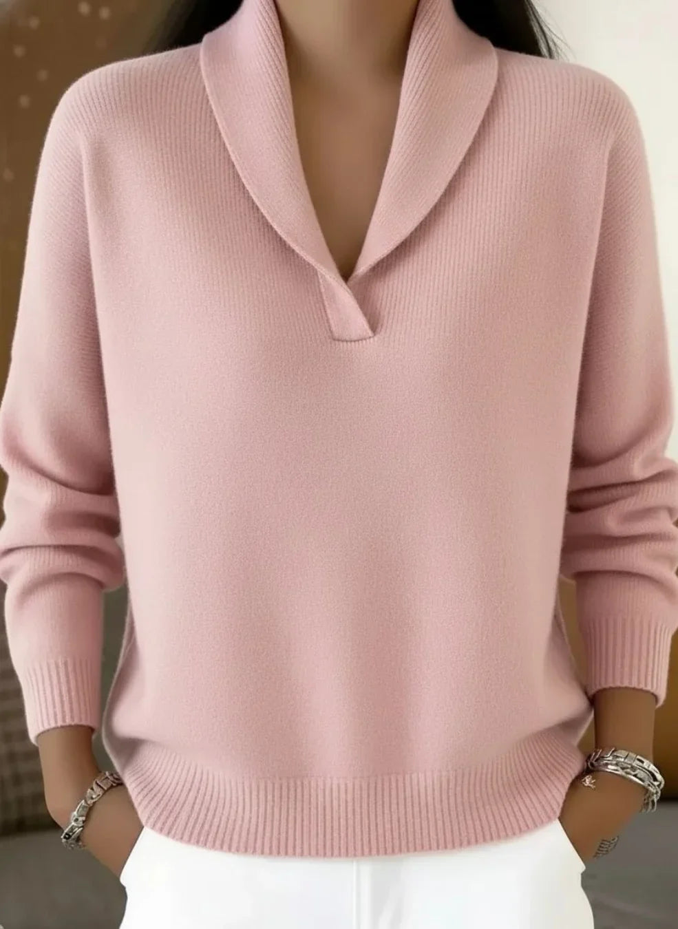 Norvexa – Shawl Collar V-Neck Sweater