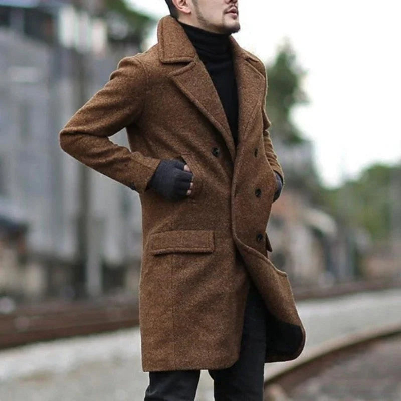 Norvelia – Long Sleeve Coat with Button Closure