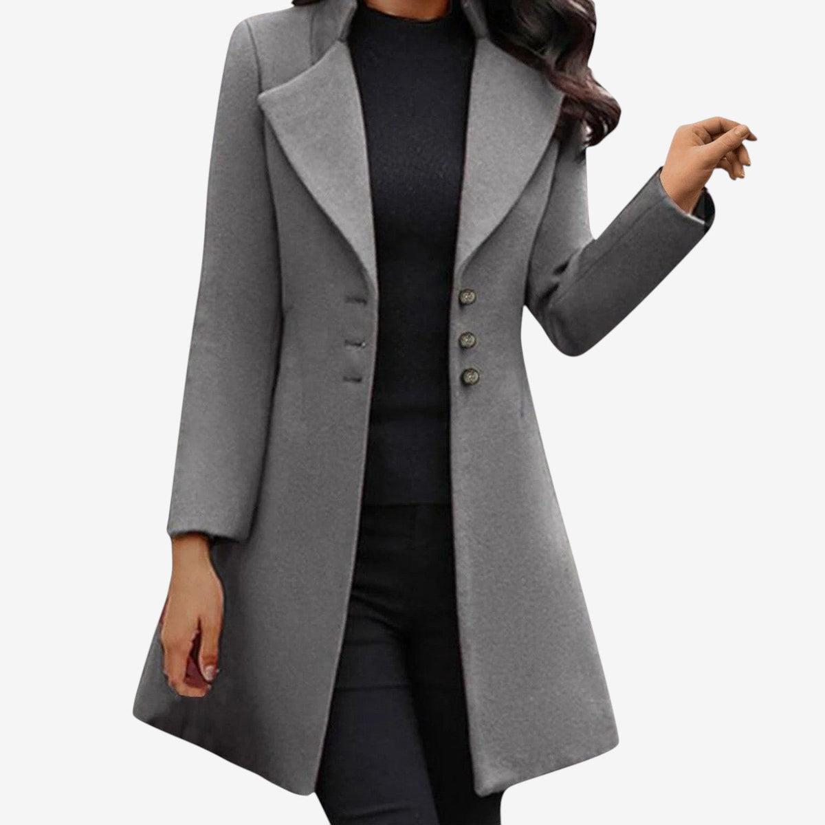 Velqoria – Straight Cut Coat with Lapel Collar