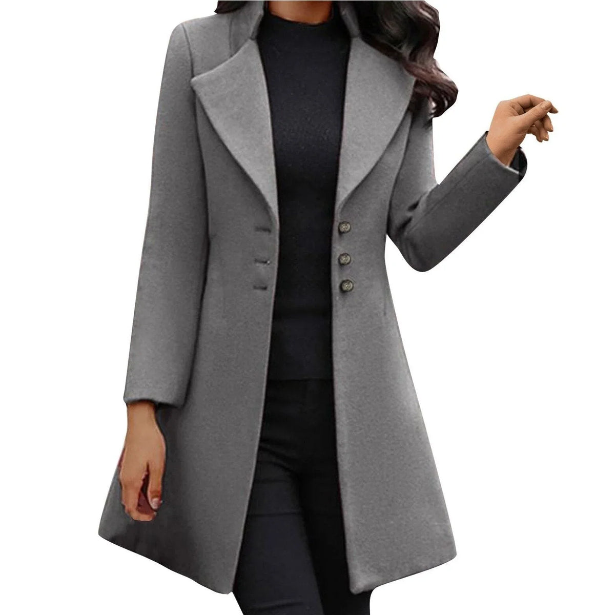Velqoria – Straight Cut Coat with Lapel Collar