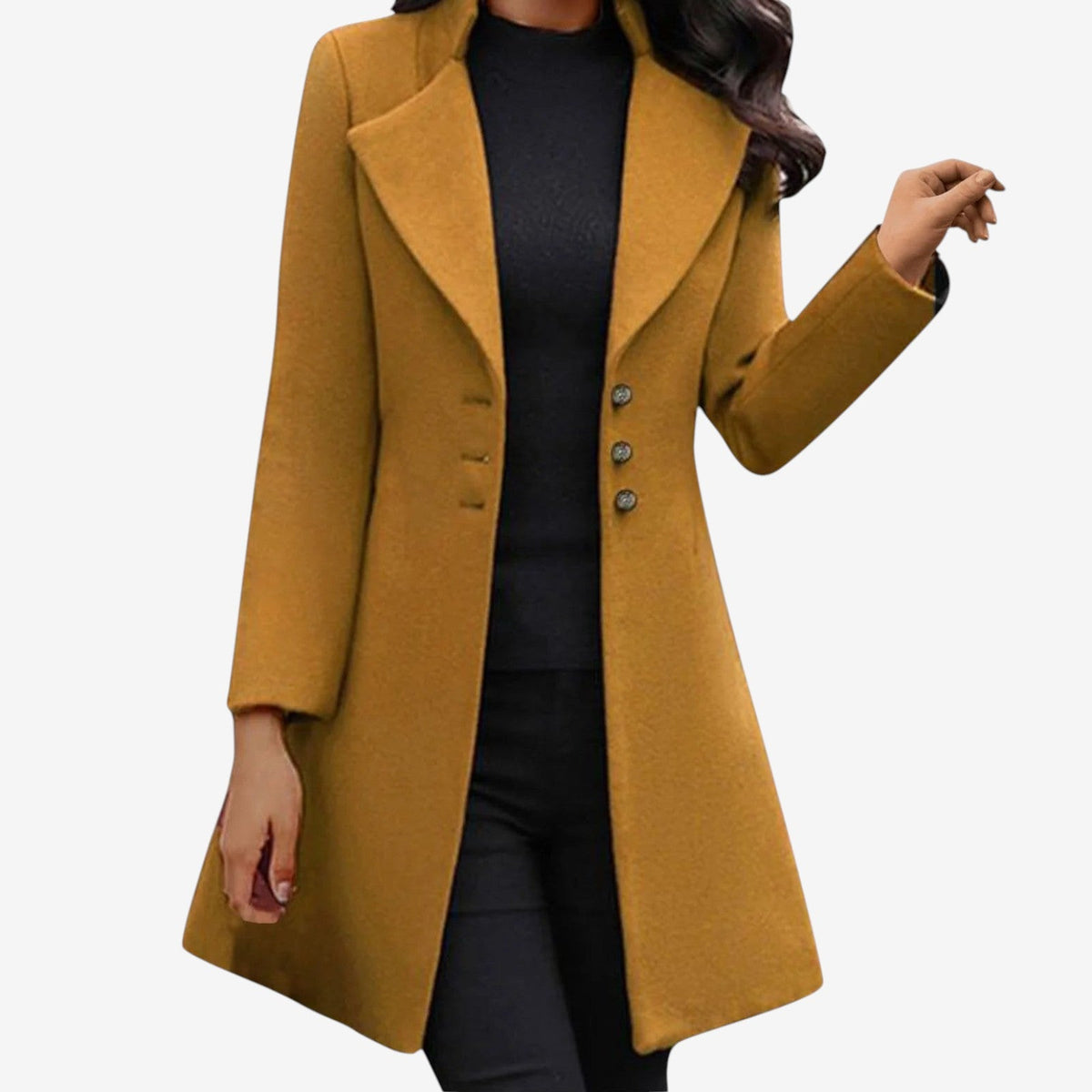 Velqoria – Straight Cut Coat with Lapel Collar