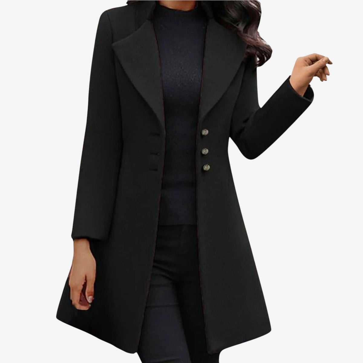Velqoria – Straight Cut Coat with Lapel Collar