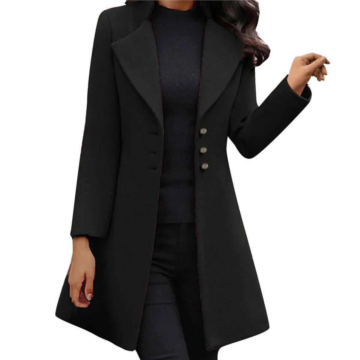 Velqoria – Straight Cut Coat with Lapel Collar