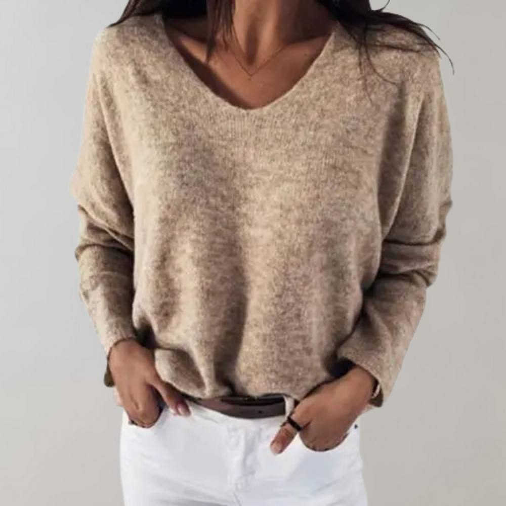 Isla – Oversize sweter z dekoltem w serek i długimi rękawami