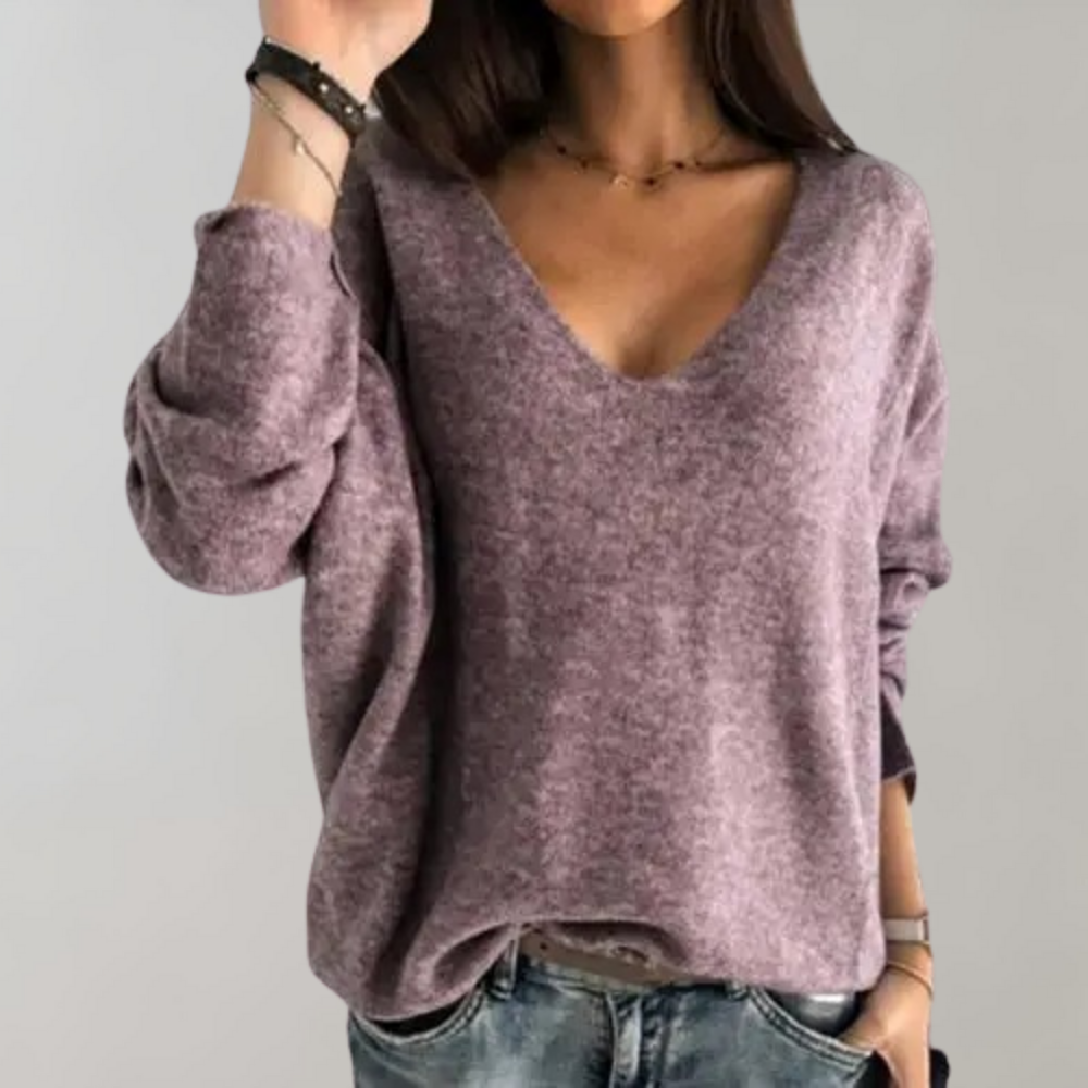 Isla – Oversize sweter z dekoltem w serek i długimi rękawami
