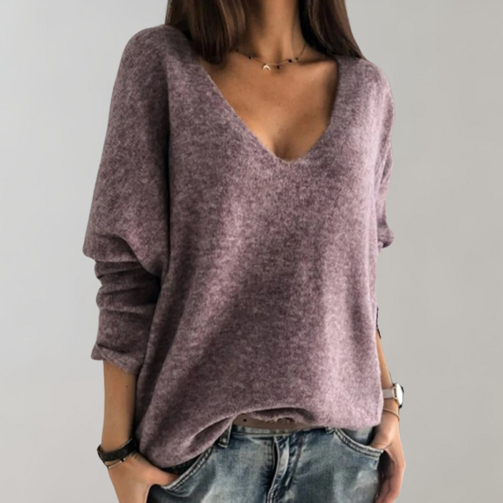 Isla – Oversize sweter z dekoltem w serek i długimi rękawami