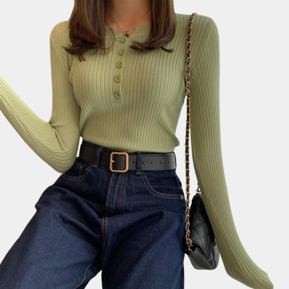 Alma - Pull en maille douillet avec fermeture à boutons devant et manches longues
