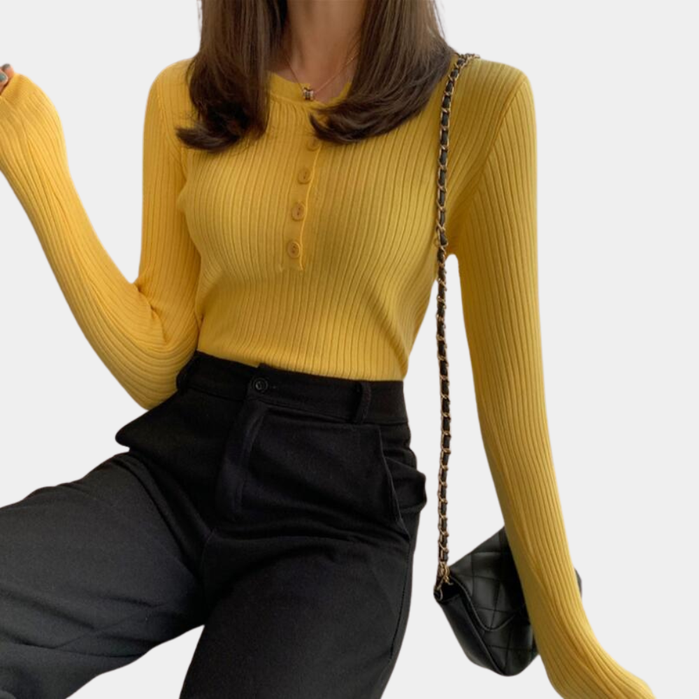 Alma - Pull en maille douillet avec fermeture à boutons devant et manches longues