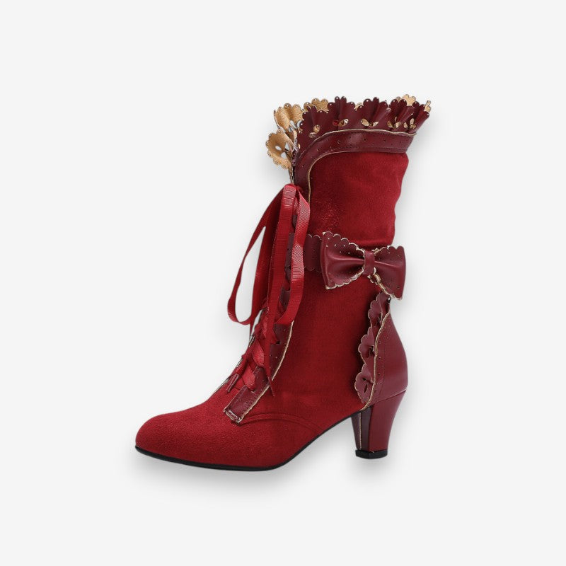 Freya – Pointed toe high heel boots with lace-up