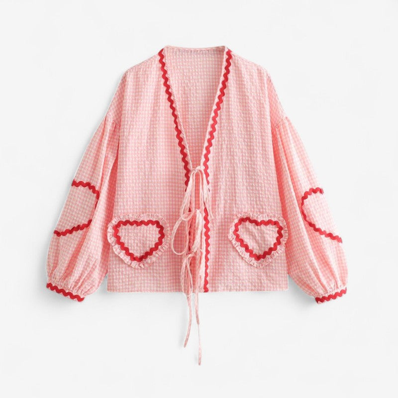 Luna – Bluza cu Mâneci Lungi, Decolteu în V și Croială Lejeră