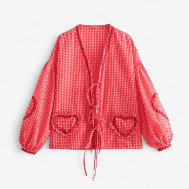 Luna – Bluza cu Mâneci Lungi, Decolteu în V și Croială Lejeră