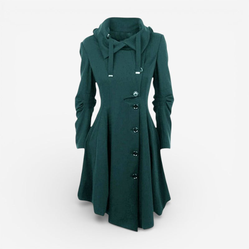 Sierra - Long Sleeve Coat with Hood and Button Closure