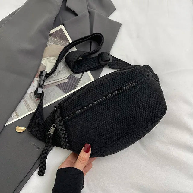 Anna - Spacious corduroy shoulder bag with practical design
