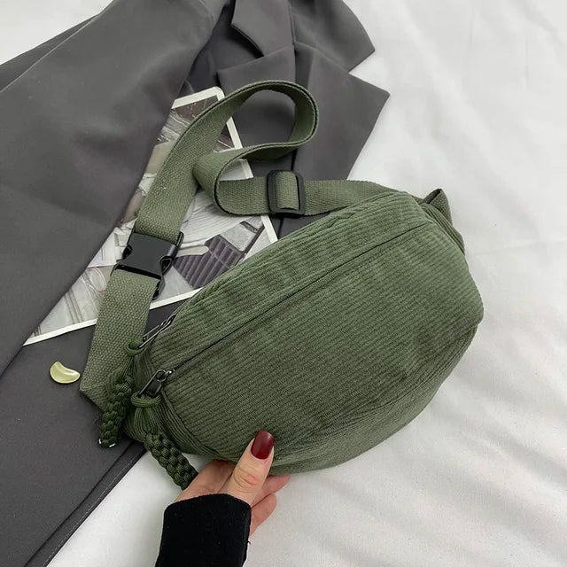 Anna - Spacious corduroy shoulder bag with practical design