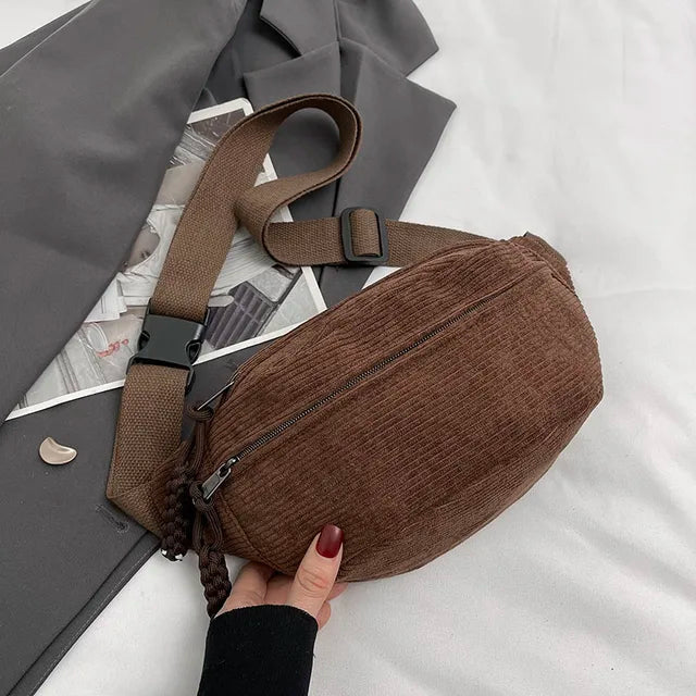 Anna - Spacious corduroy shoulder bag with practical design
