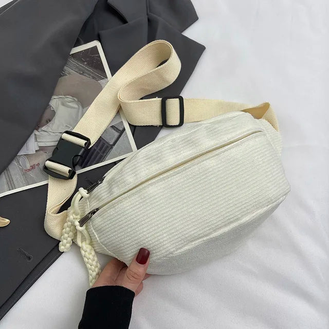 Anna - Spacious corduroy shoulder bag with practical design