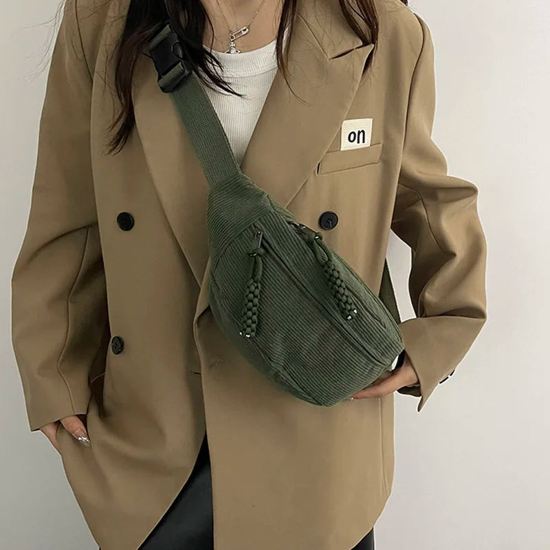 Anna - Spacious corduroy shoulder bag with practical design