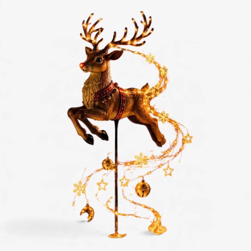 Yuletwinkle - Solar Christmas Decoration With Flying Santa Sleigh