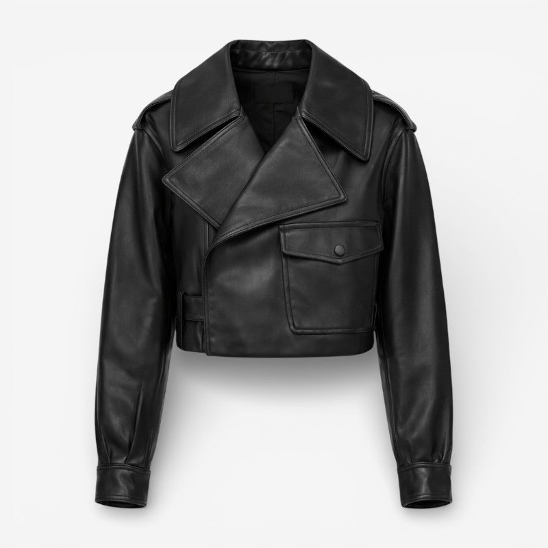 Elodie – Long Sleeve Short Jacket With Wide Lapels And Pocket