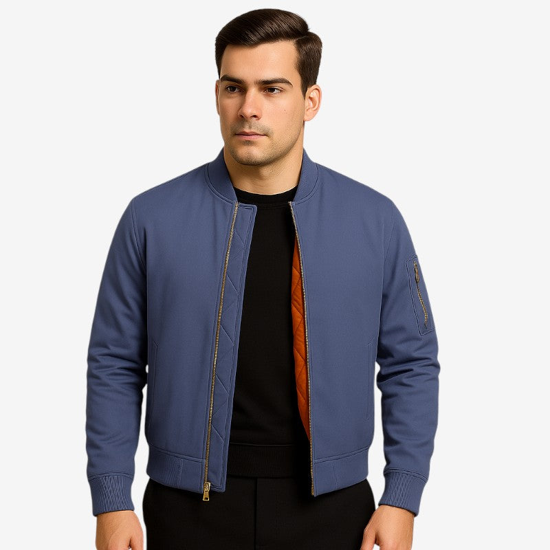 Marvin - Bomber Jacket with Long Sleeves, Zipper Closure, and Multiple Pockets