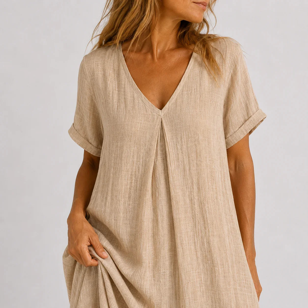 Flowy Maxi Dress with V-Neck for Women
