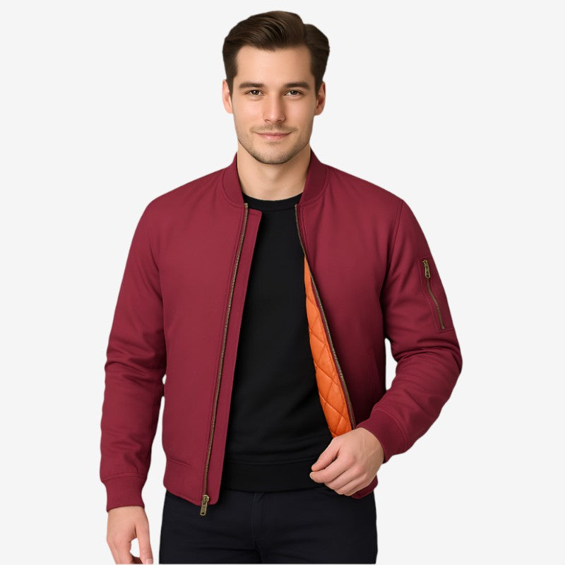 Marvin - Bomber Jacket with Long Sleeves, Zipper Closure, and Multiple Pockets