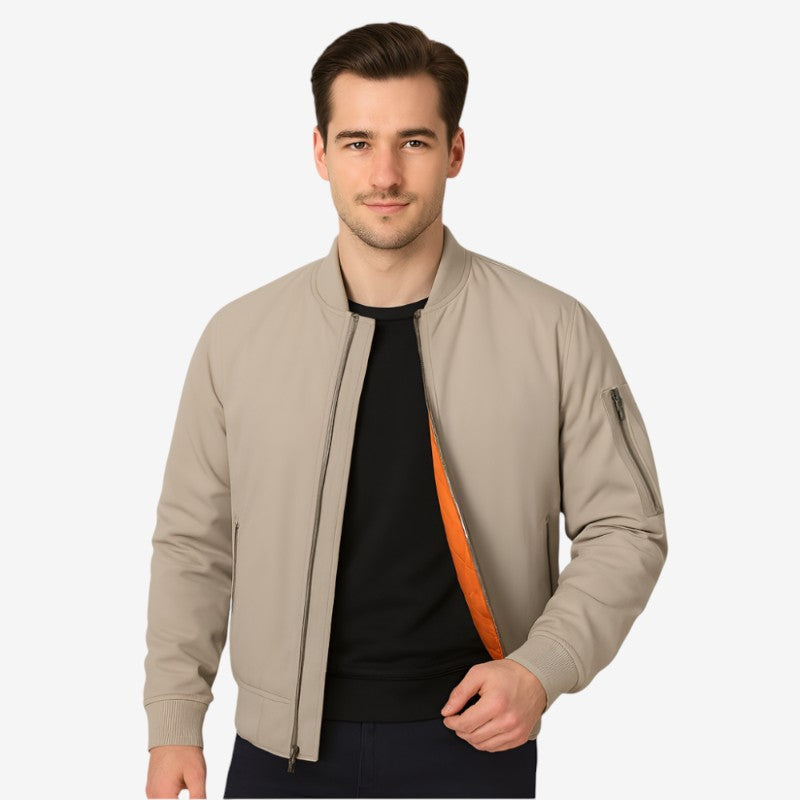 Marvin - Bomber Jacket with Long Sleeves, Zipper Closure, and Multiple Pockets