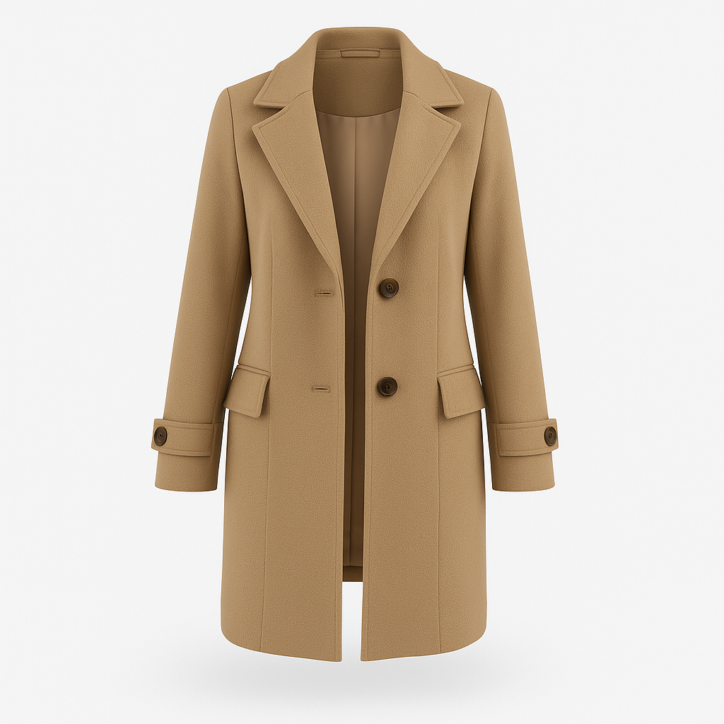 Amelia – Damesjas met Lange Mouwen Knopen en Meerdere Zakken