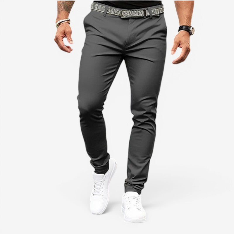 Pantaloni casual bărbătești slim fit cu buzunare laterale