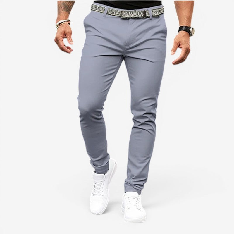 Pantaloni casual bărbătești slim fit cu buzunare laterale