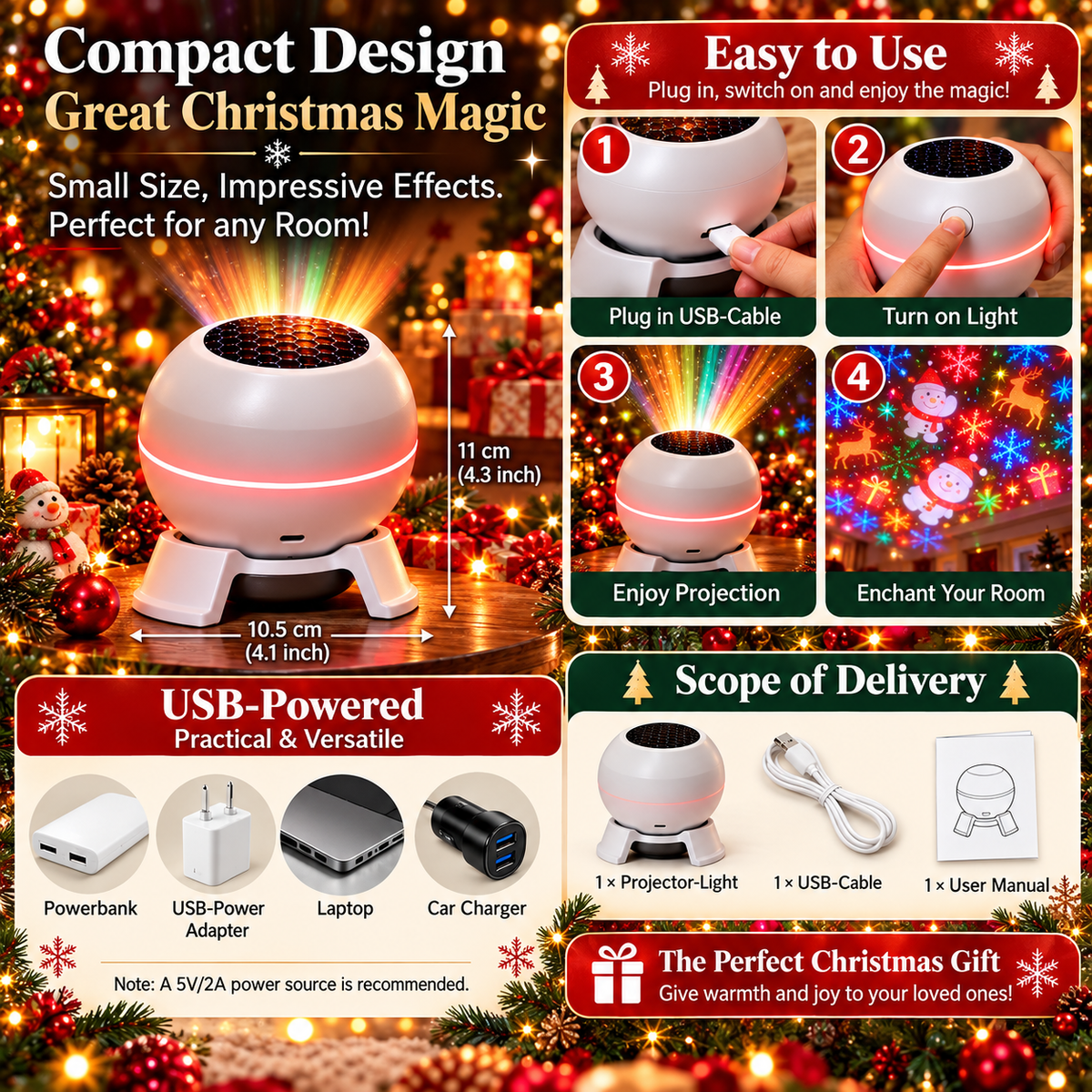 Projilume – Christmas Projector with Moving Holiday Projections