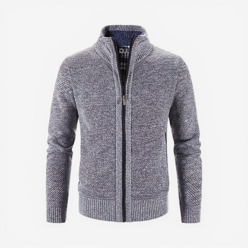 Andrew - Cardigan à manches longues avec fermeture éclair et col montant | Poches latérales et ourlet et poignets côtelés | Tailles S–2XL | Bleu, Gris, Rouge, Noir