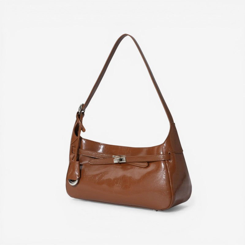 Sac à épaule structuré pour femme avec fermoir et fermeture éclair
